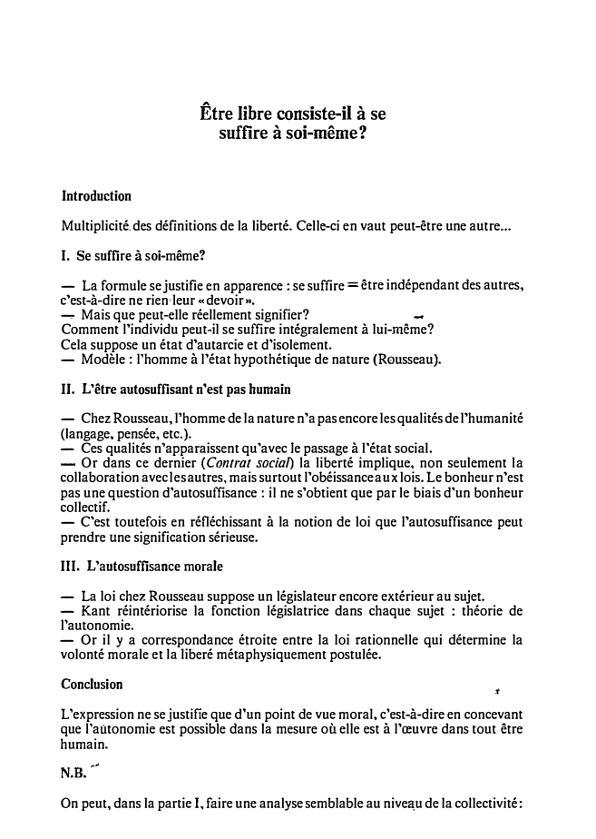 Prévisualisation du document Être libre consiste-il à se
suffire à soi-même?
Introduction
Multiplicité.des définitions de la liberté. Celle-ci en vaut peut-être une autre......