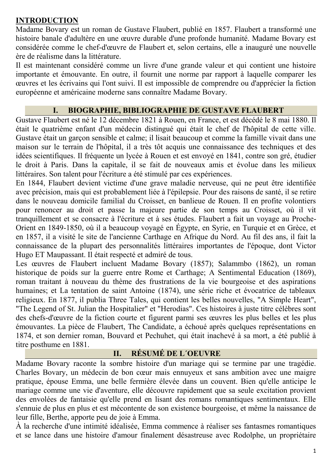 Prévisualisation du document Etude complète de madame Bovary de Flaubert: résumé, analyse littéraire, thèmes de l'oeuvre