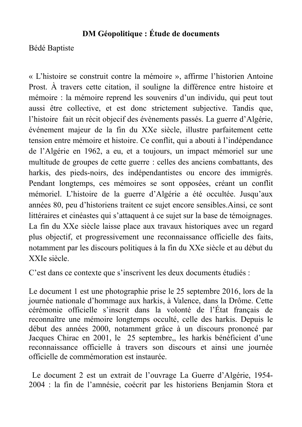 Prévisualisation du document ETUDE DE DOC CONFLIT HISTOIRE ET MEMOIRE