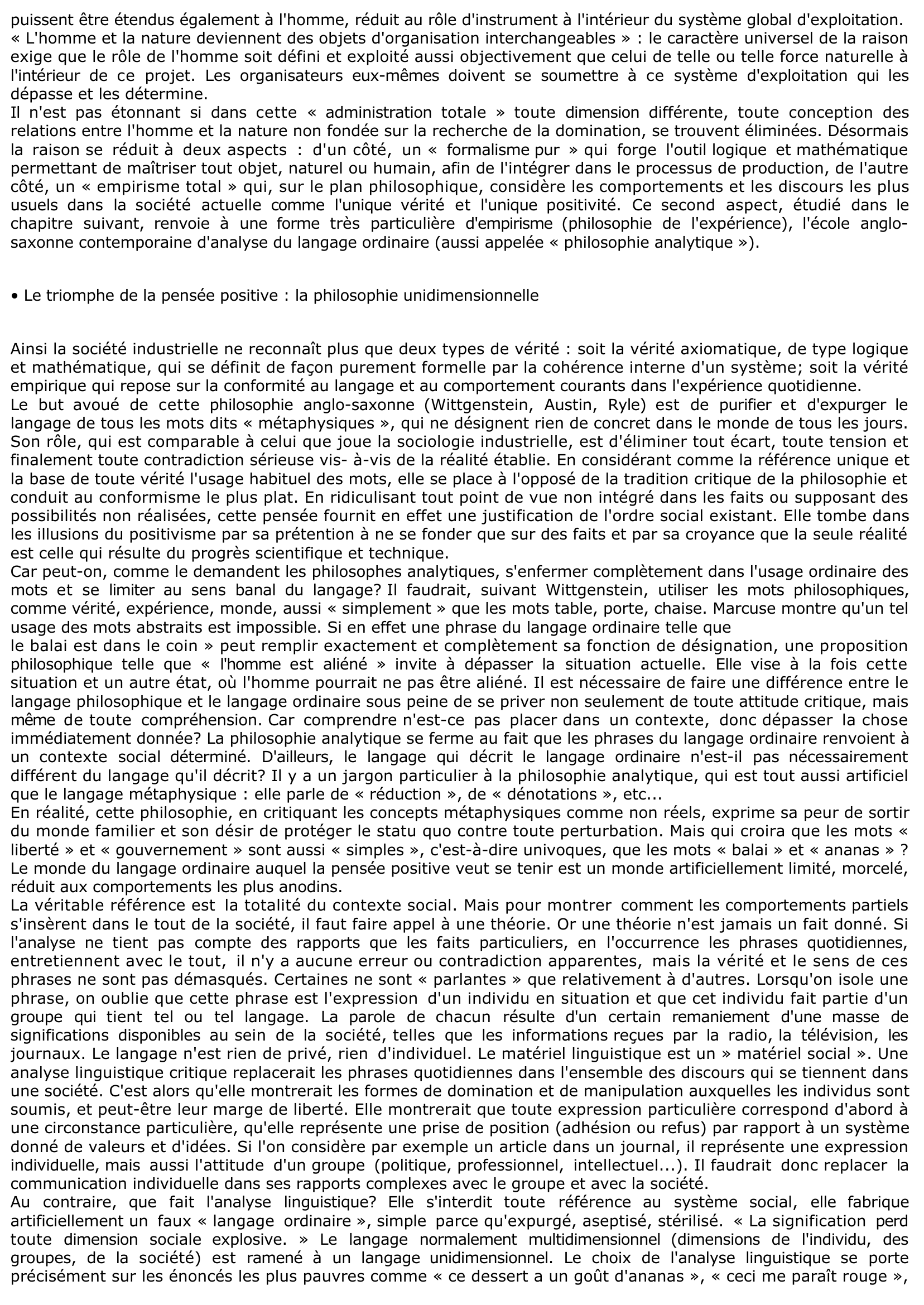 Prévisualisation du document ETUDE DE LA DEUXIÈME PARTIE: LA PENSÉE UNIDIMENSIONNELLE (Marcuse - L'homme unidimensionnel)