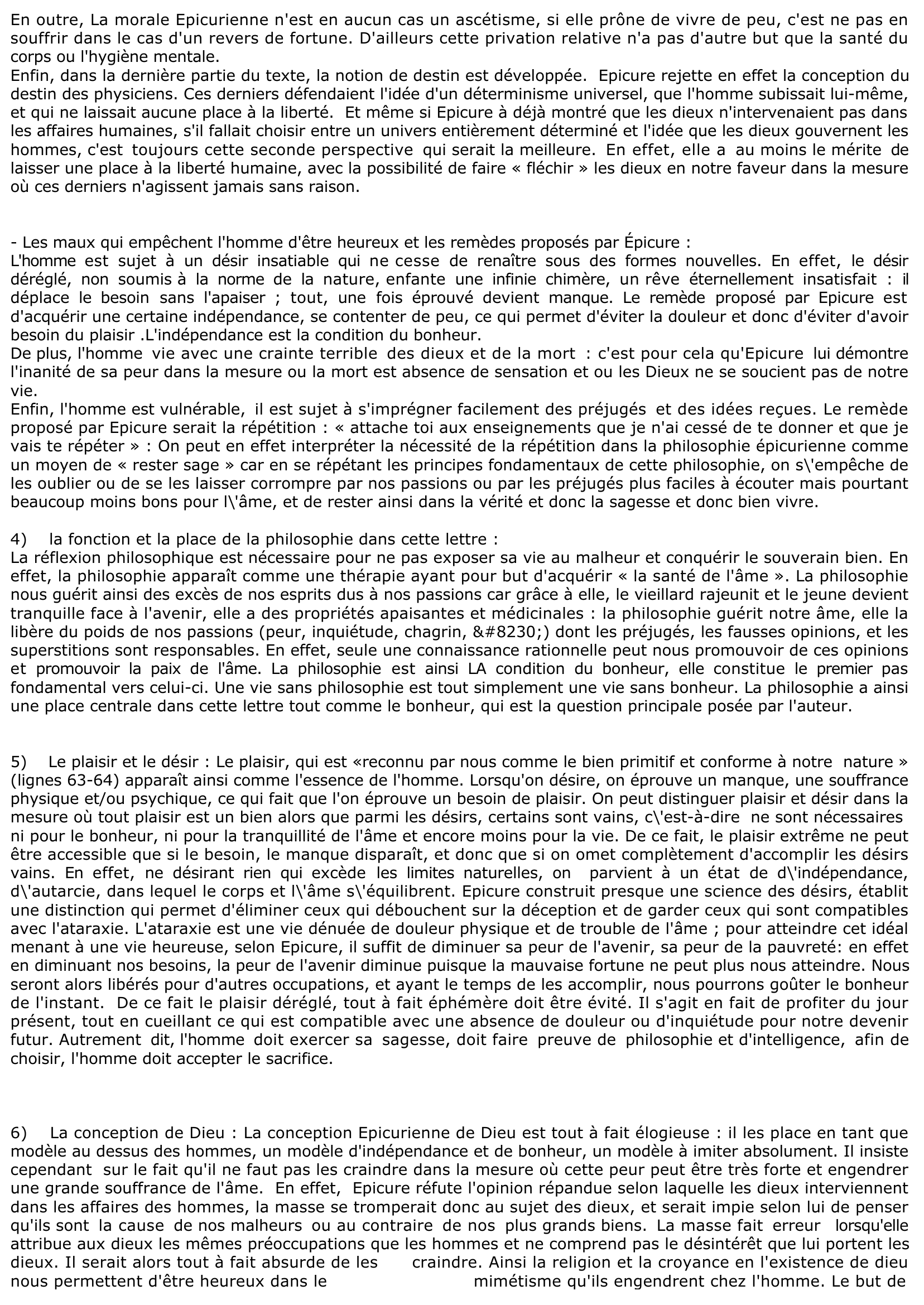 Prévisualisation du document Etude de la Lettre à Ménécée, Epicure.