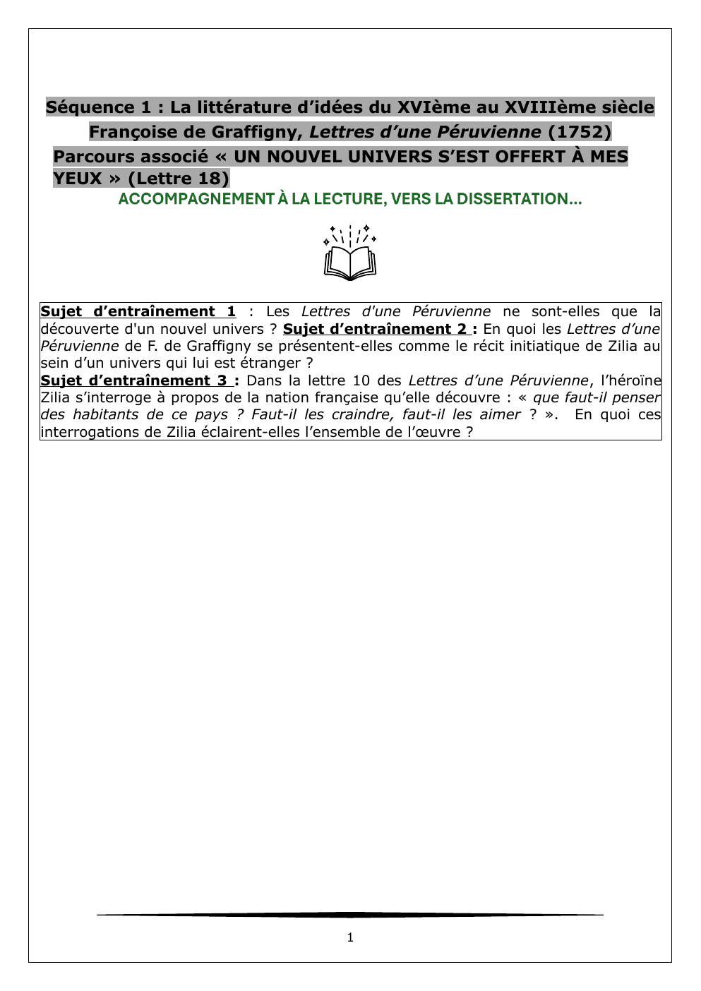 Prévisualisation du document Etude de Lettres d'une peruvienne