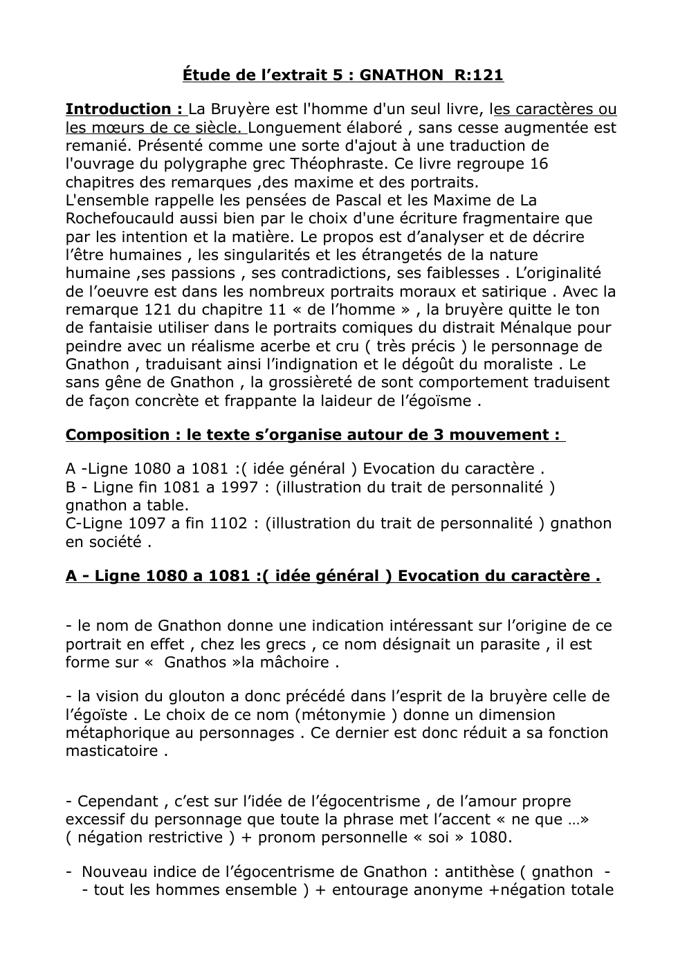 Prévisualisation du document Étude de l’extrait 5 : GNATHON R:121 - La Bruyère