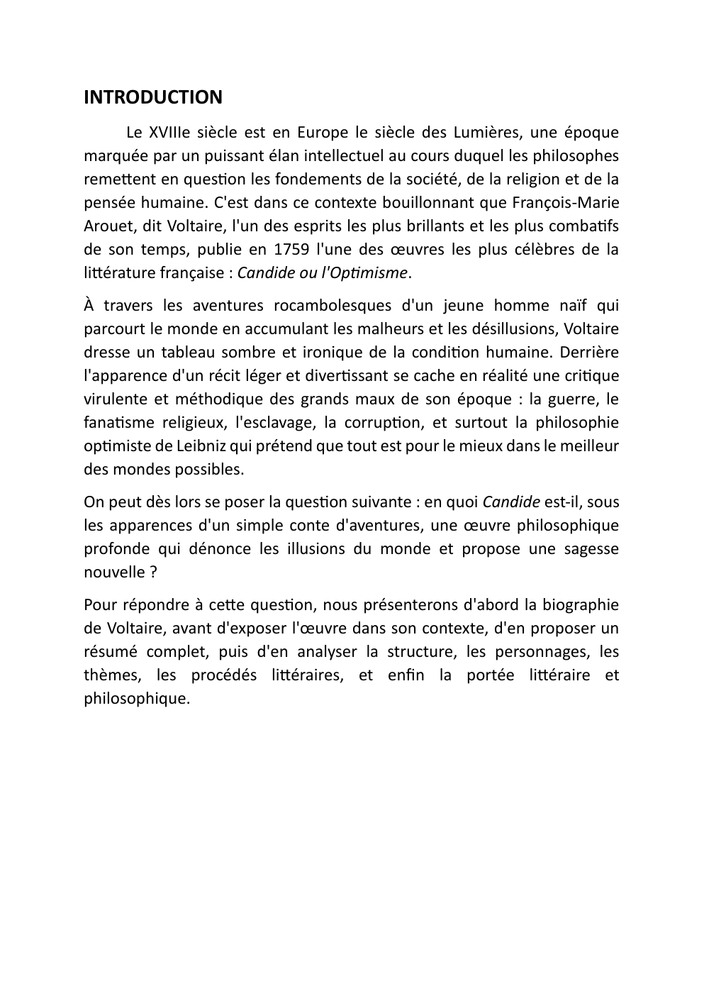 Prévisualisation du document Etude de l'oeuvre Candide ou l'optimisme de Voltaire