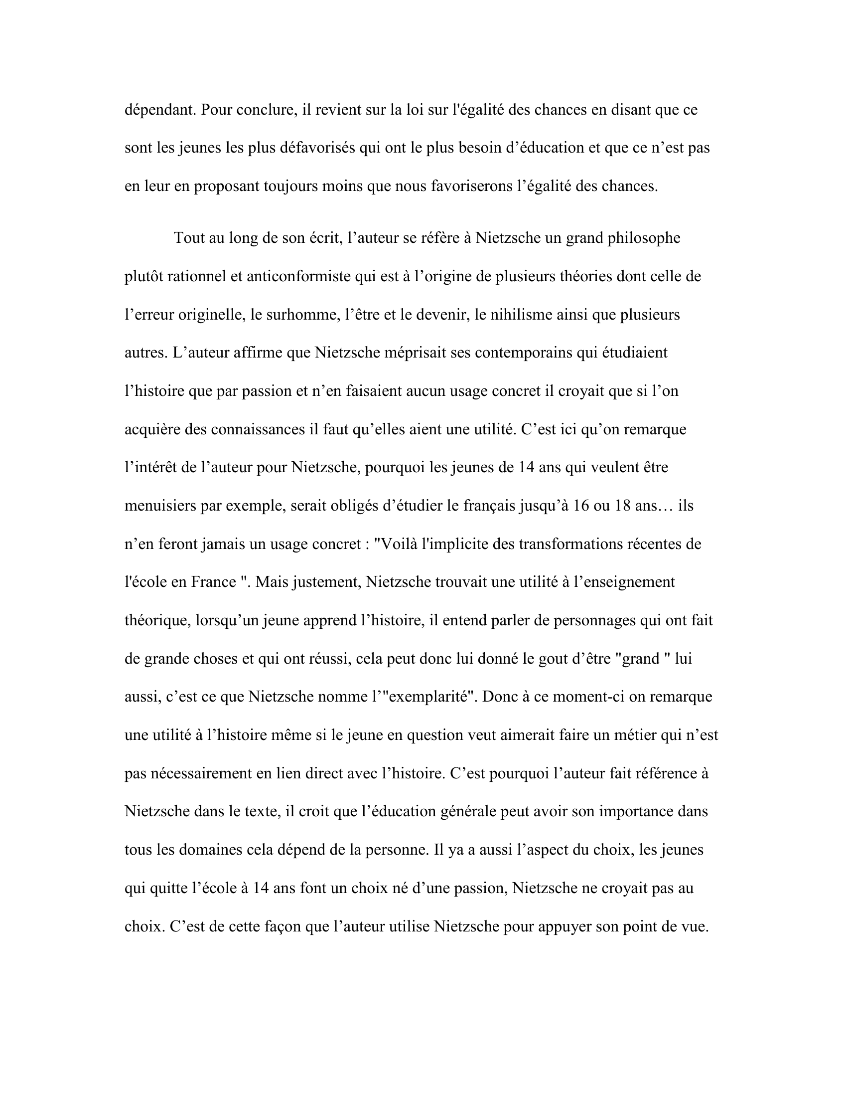 Prévisualisation du document Étude de texte (Nietzsche et l'école)