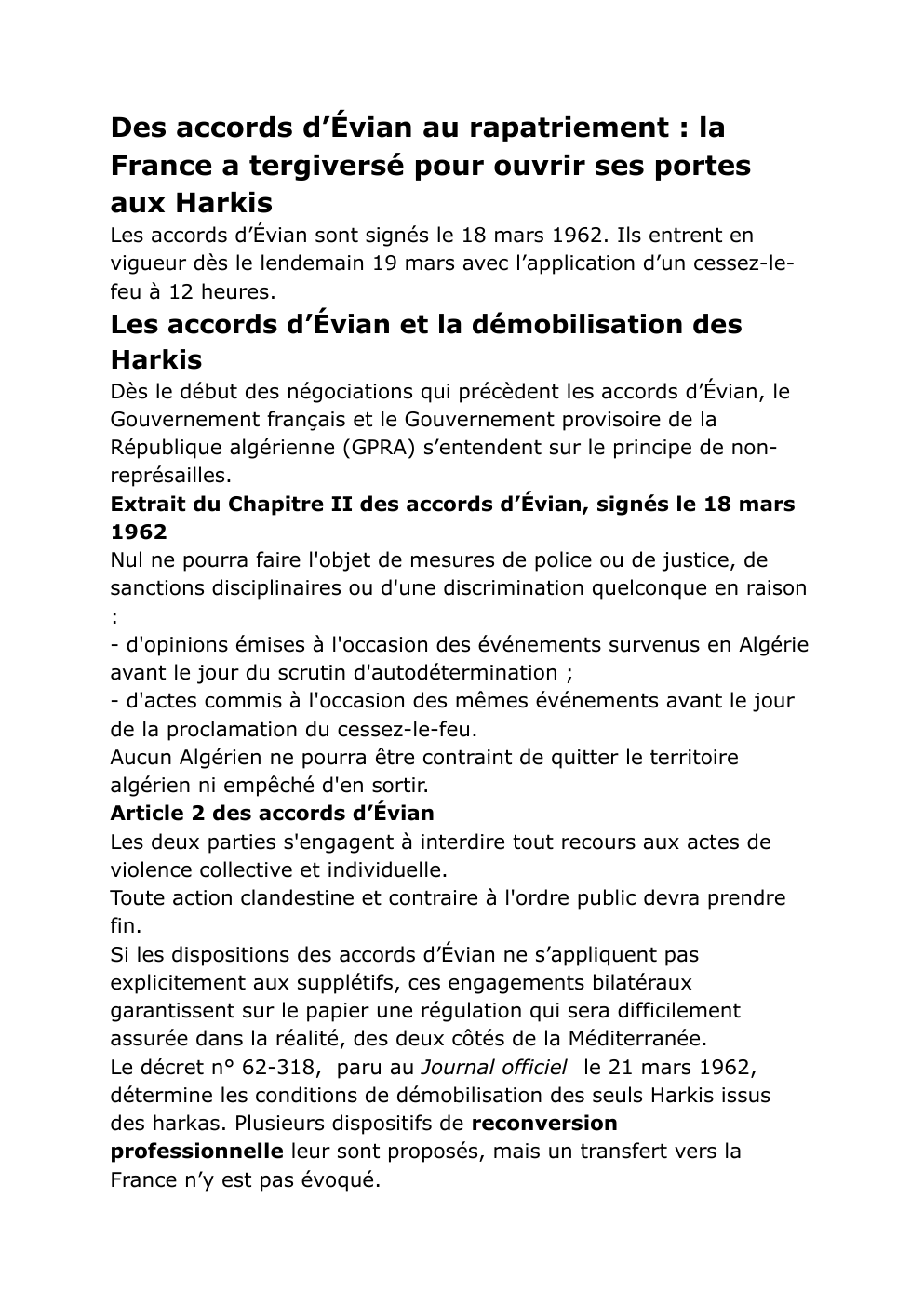 Prévisualisation du document Etude des Harki après la guerre d'Algérie