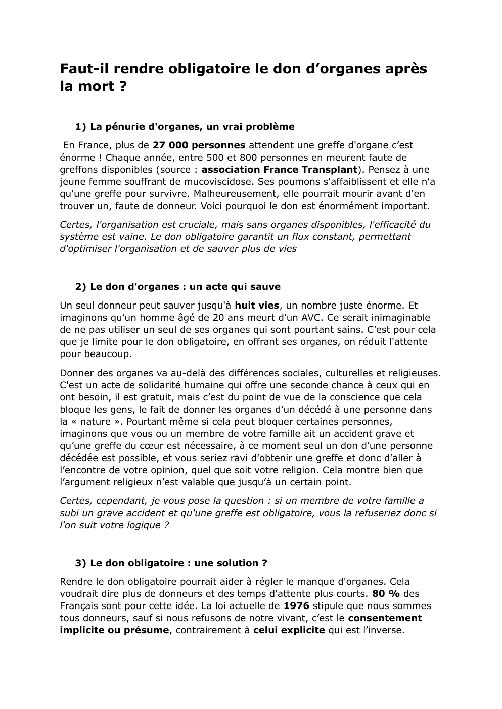 Prévisualisation du document Etude hypothèse don d'organes obligatoire