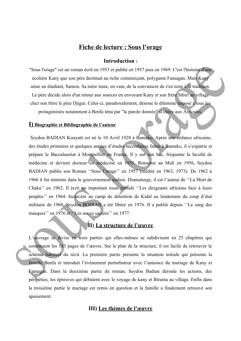 Prévisualisation du document Étude integrale de sous l'orage