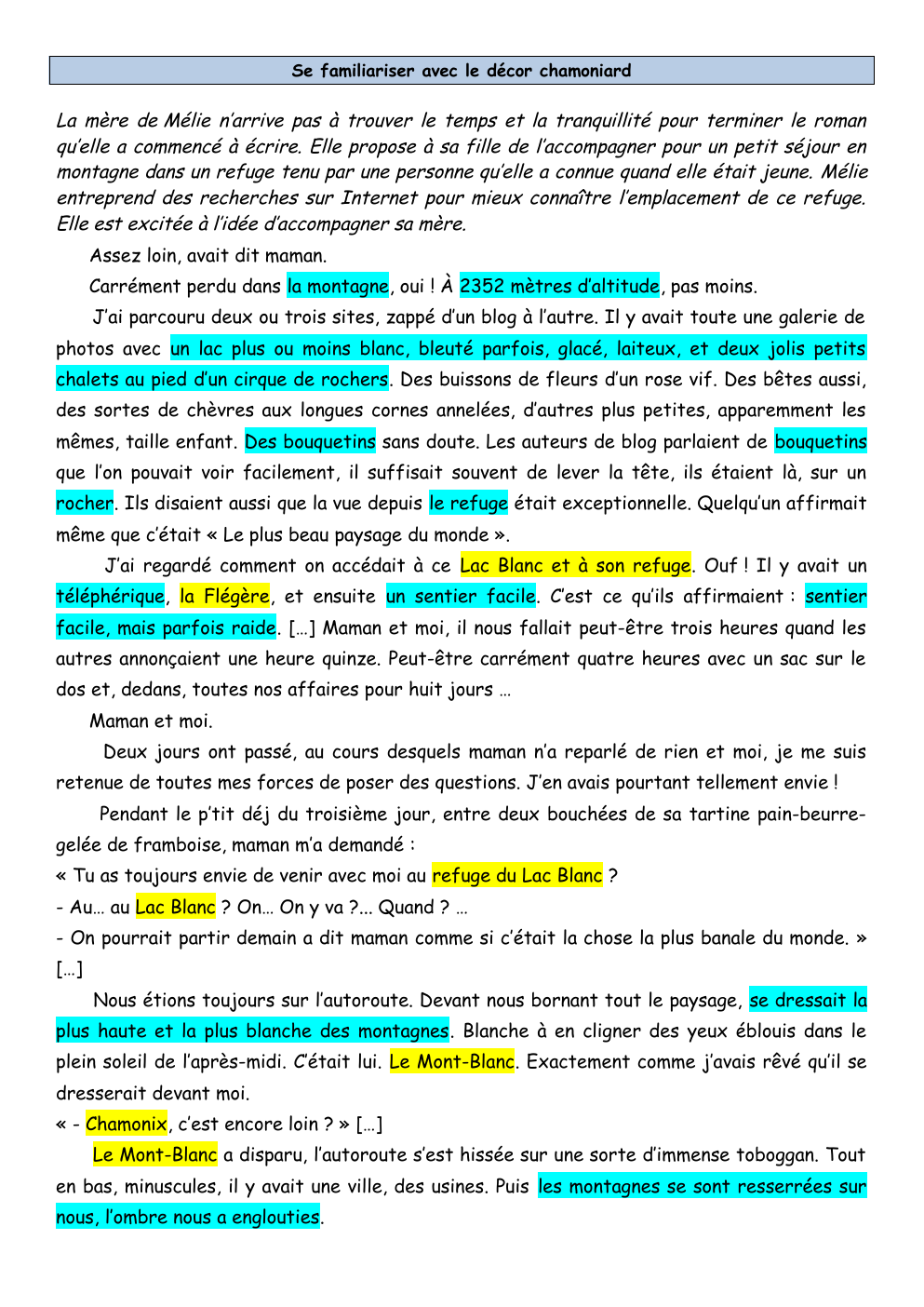 Prévisualisation du document étude : les secrets du lac blanc