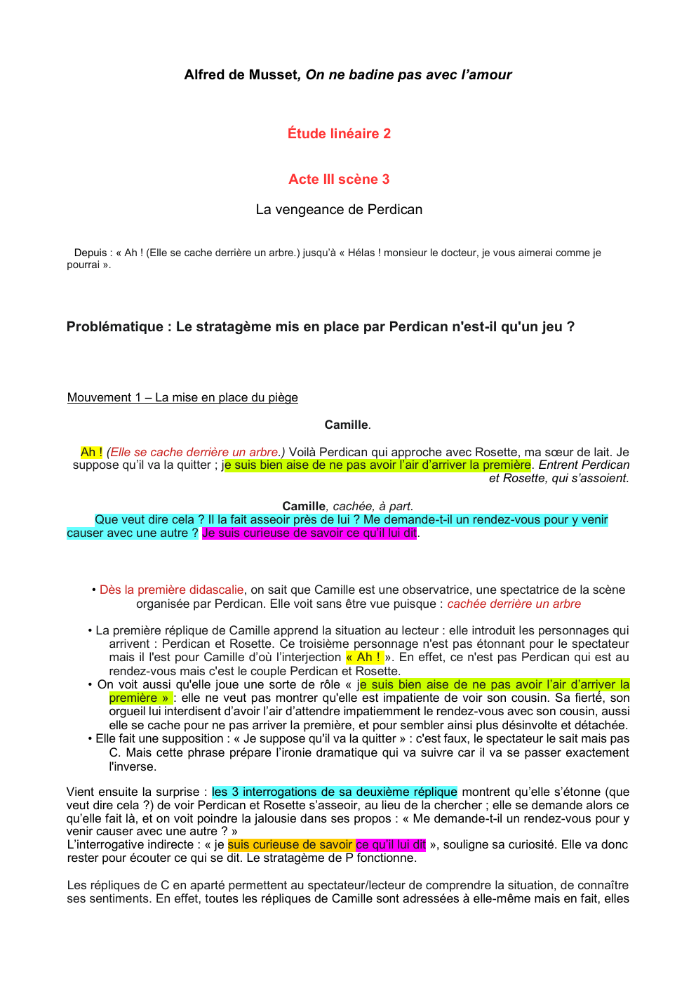 Prévisualisation du document Etude Lineaire 2 On badine pas avec l'amour III