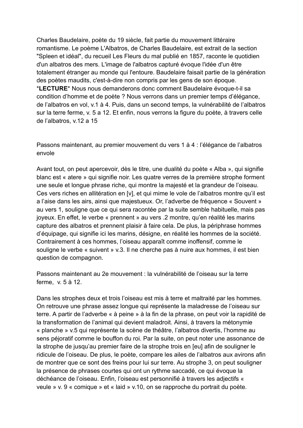 Prévisualisation du document Étude linéaire: Albatros de Baudelaire (exposé)