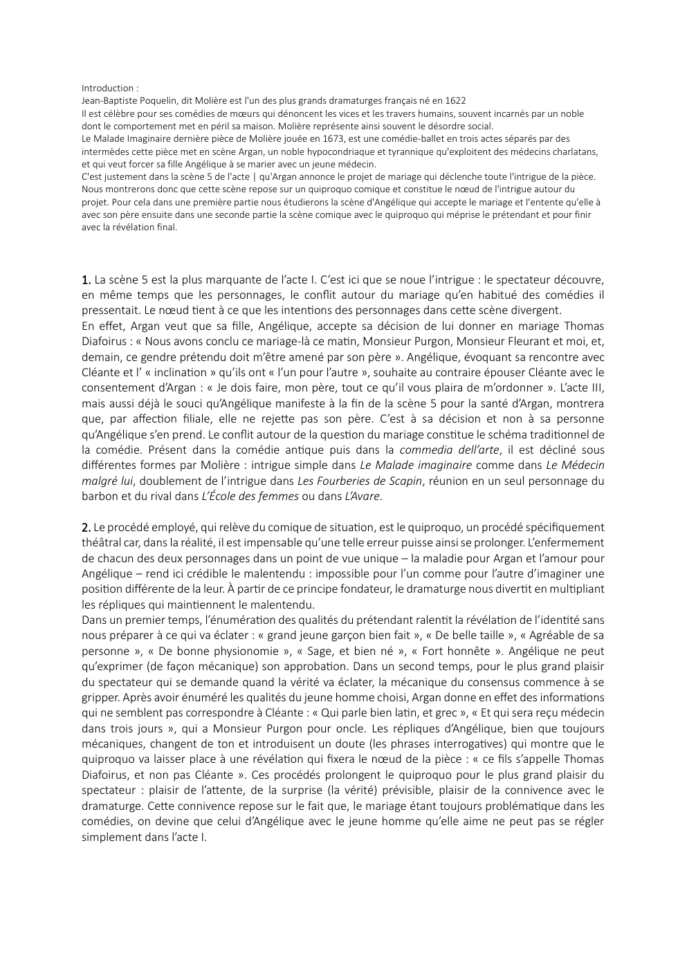 Prévisualisation du document étude linéaire bac de français Le malade imaginaire Acte 1 Scène 5