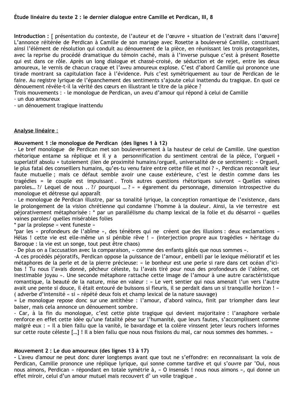 Prévisualisation du document Étude linéaire du texte 2 : le dernier dialogue entre Camille et Perdican, III, 8