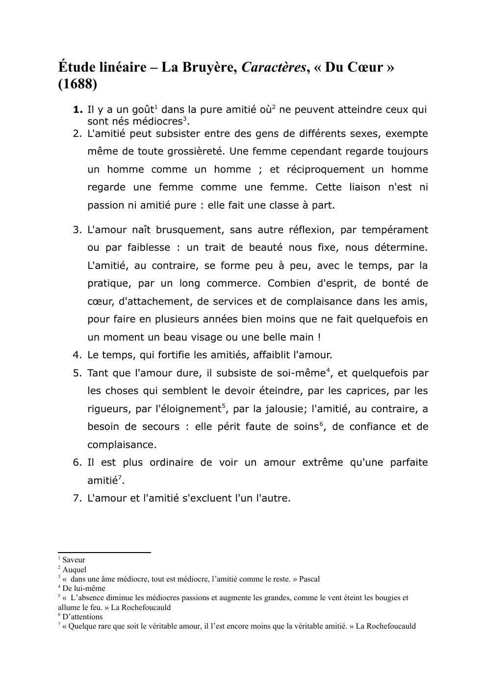 Prévisualisation du document Étude linéaire – La Bruyère, Caractères, « Du Cœur » (1688)
