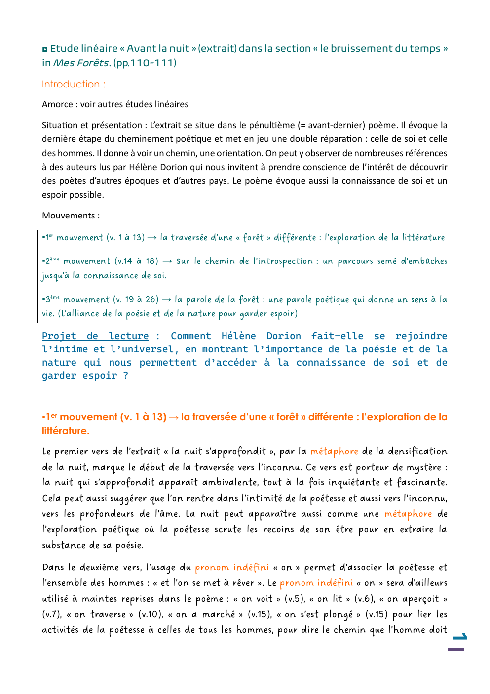 Prévisualisation du document étude linéaire la nuit s'approfondit Hélène Dorion