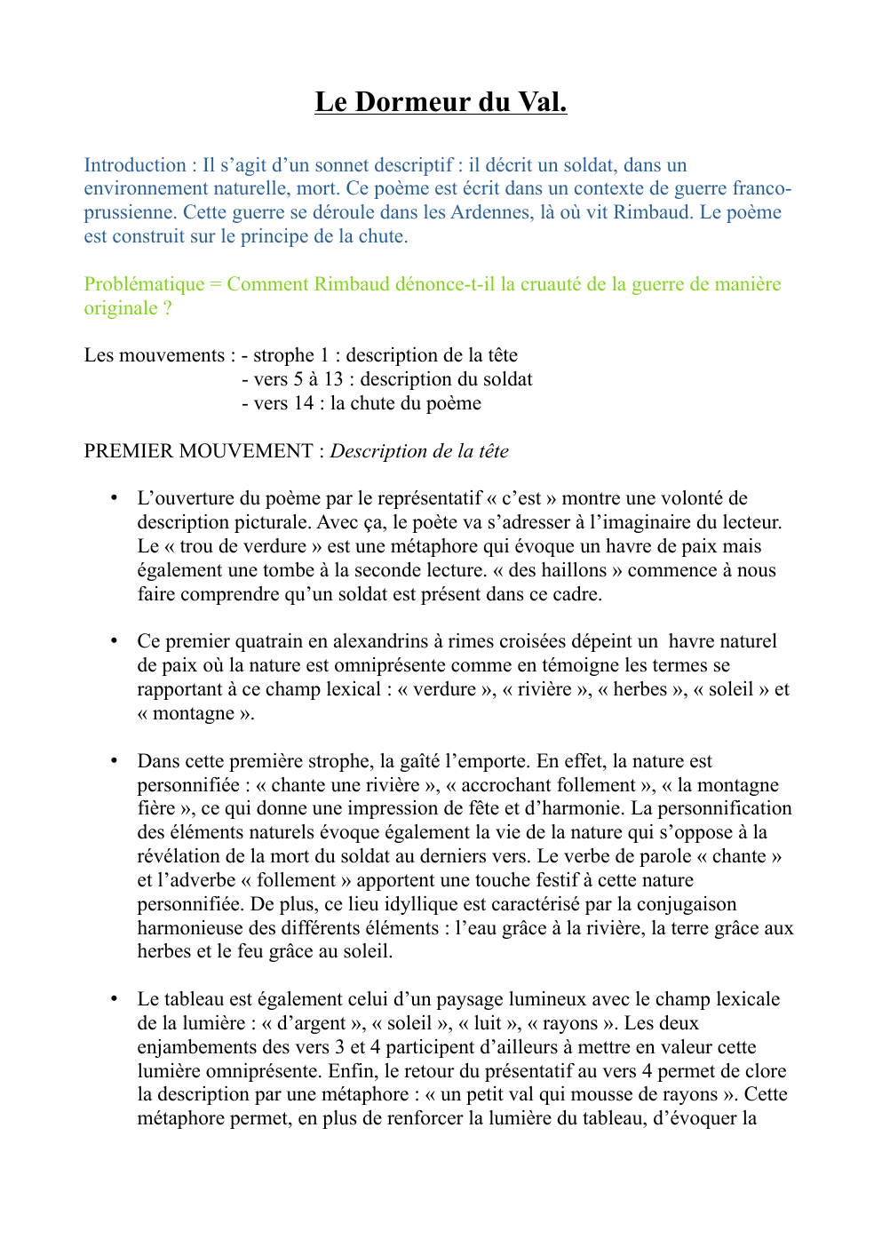 Prévisualisation du document Etude linéaire le dormeur du val