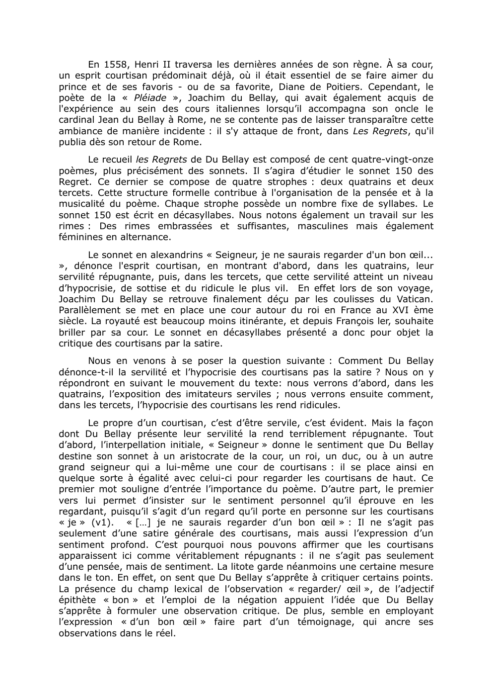 Prévisualisation du document Etude Linéaire les Regrets Du Bellay Sonnet 150