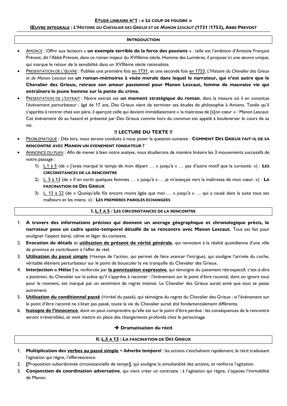 Prévisualisation du document ETUDE LINEAIRE N°1 : « LE COUP DE FOUDRE » ŒUVRE INTEGRALE : L’HISTOIRE DU CHEVALIER DES GRIEUX ET DE MANON LESCAUT (1731 /1753), ABBE PREVOST