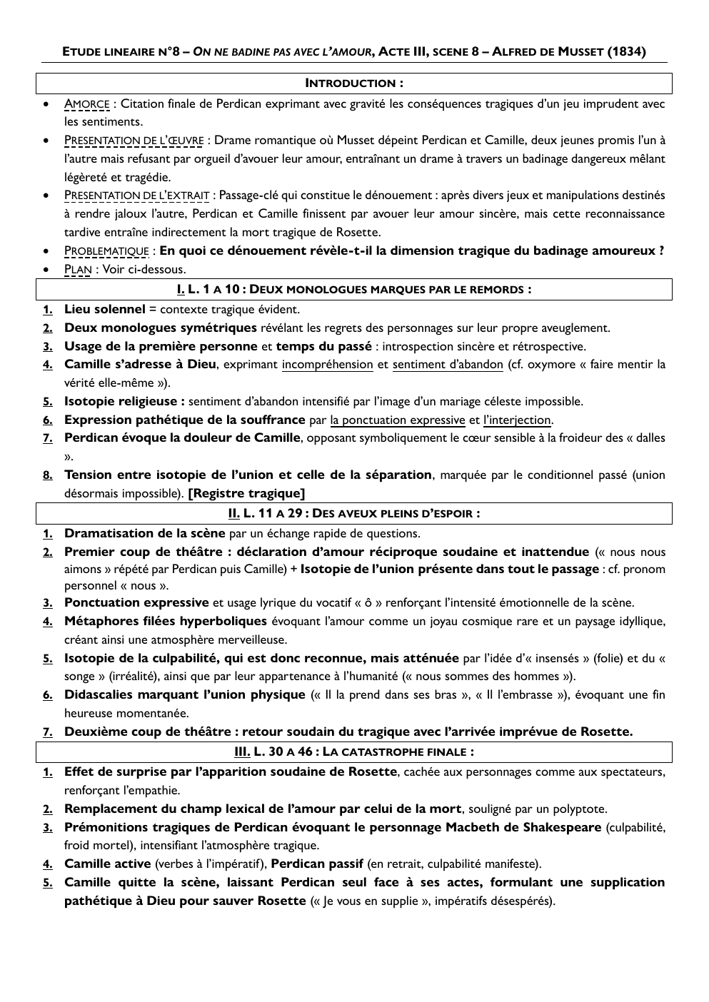 Prévisualisation du document ETUDE LINEAIRE N°8 – ON NE BADINE PAS AVEC L’AMOUR, ACTE III, SCENE 8 – ALFRED DE MUSSET (1834)