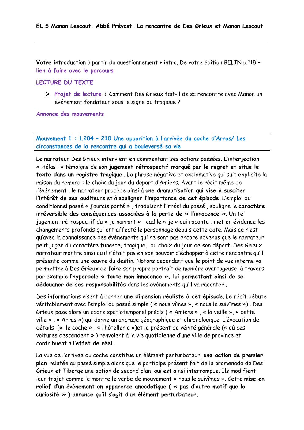 Prévisualisation du document Etude linéaire sur manon lescaut, rencontre Manon et DG