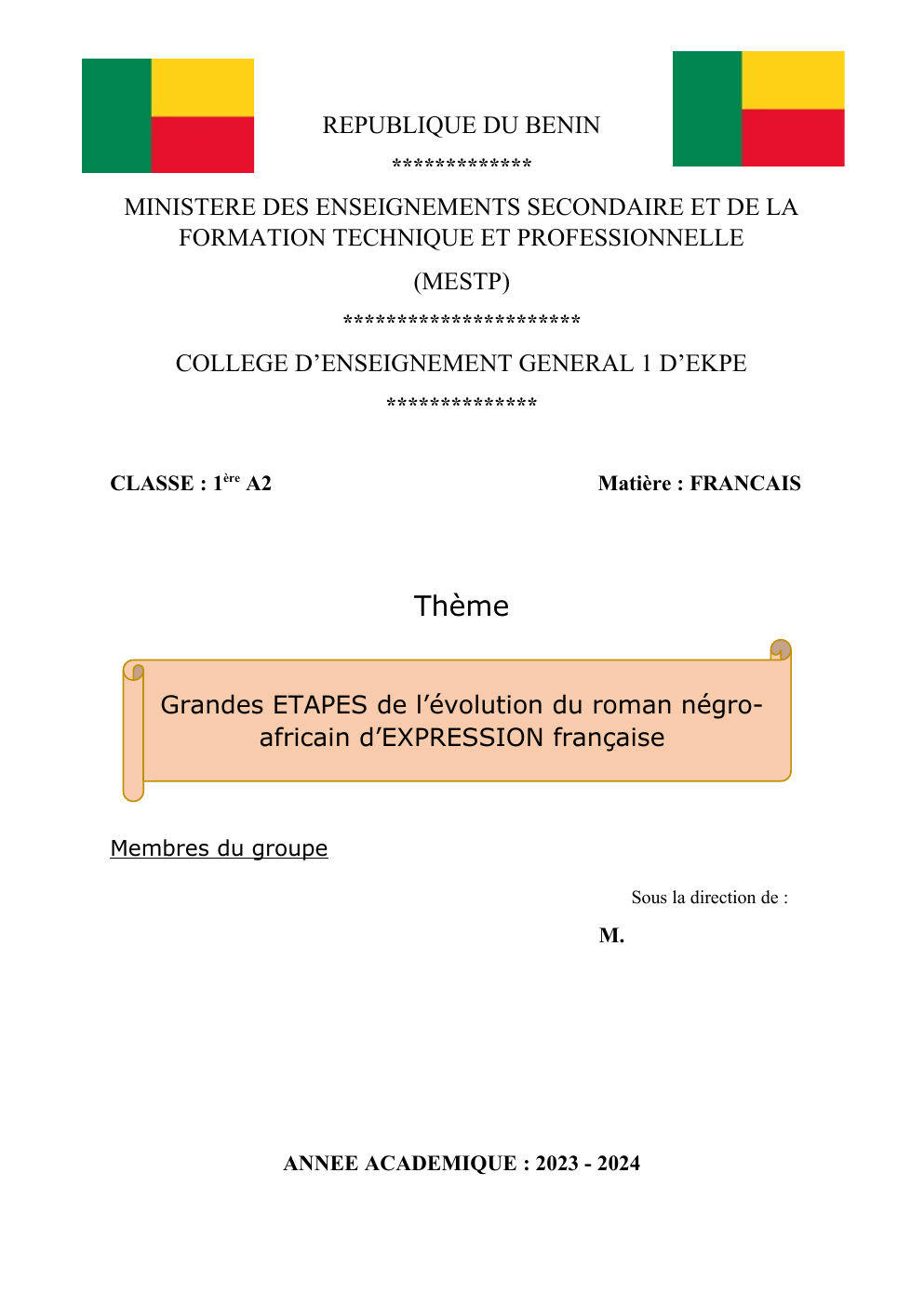 Prévisualisation du document Étude littéraire: Grandes ETAPES de l’évolution du roman négroafricain d’EXPRESSION française