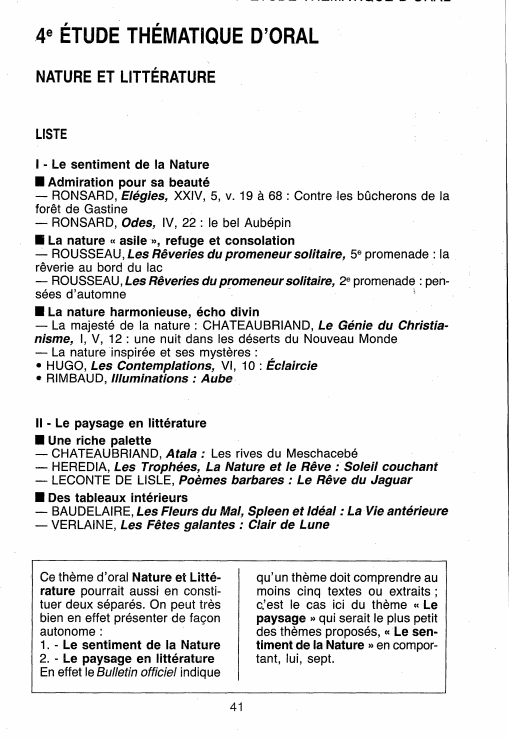 Prévisualisation du document ÉTUDE THÉMATIQUE D'ORAL
NATURE ET LITTÉRATURE