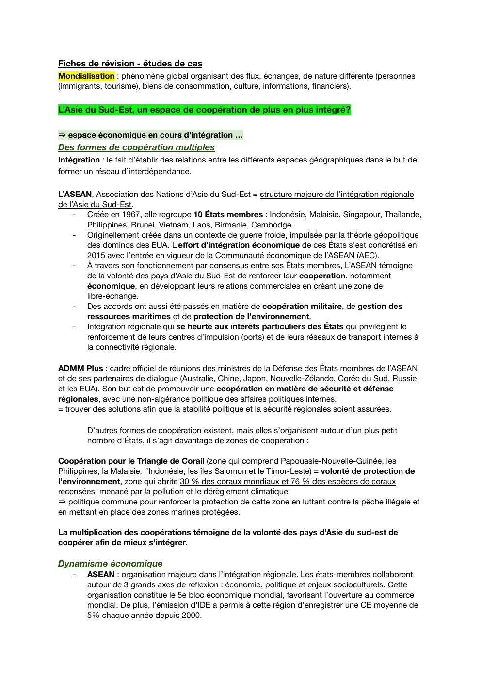 Prévisualisation du document ETUDES DE CAS - DYNAMIQUES TERRITORIALES Tle