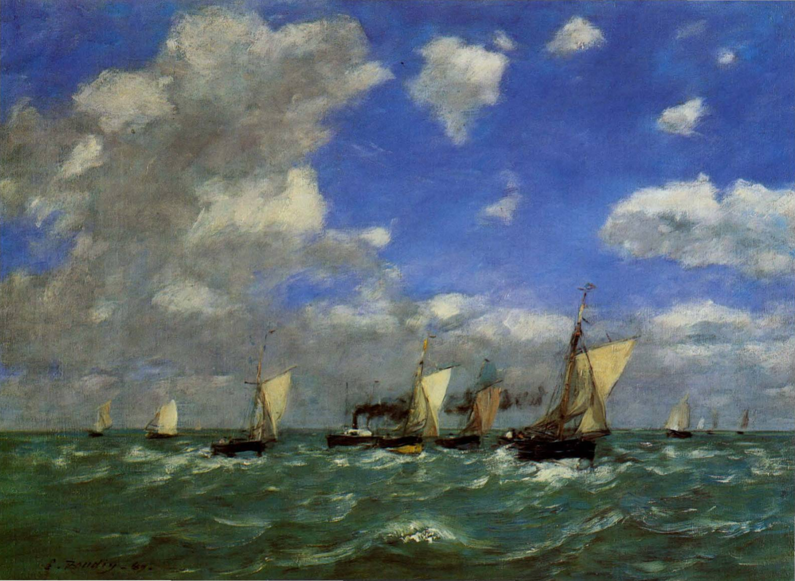 Prévisualisation du document Eugène BOUDIN:
PLEINE MER (ANALYSE DU TABLEAU).