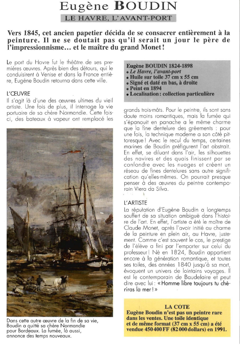 Prévisualisation du document Eugène BOUDIN:LE HAVRE, L'AVANT-PORT.