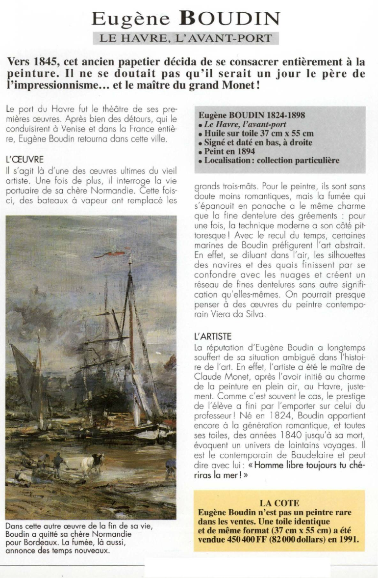 Prévisualisation du document Eugène BOUDIN:LE HAVRE, L'AVANT-PORT (ANALYSE DU TABLEAU).