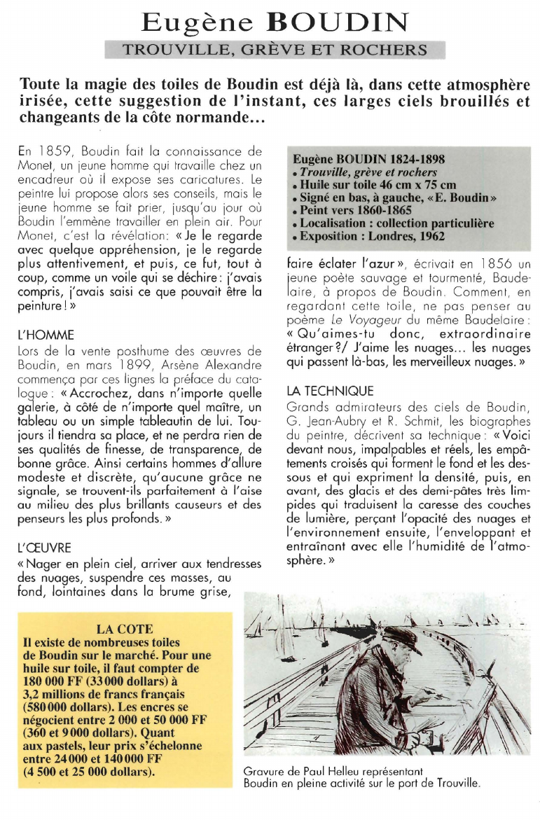 Prévisualisation du document Eugène BOUDIN:TROUVILLE, GRÈVE ET ROCHERS.