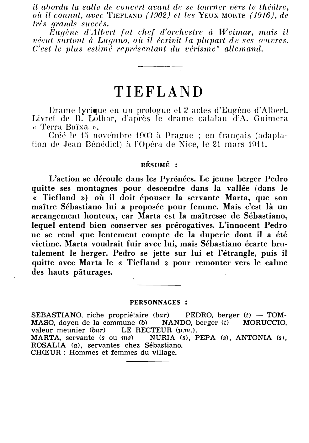 Prévisualisation du document Eugène d’ALBERT : TIEFLAND (résumé et analyse de l’œuvre – Répertoire lyrique)