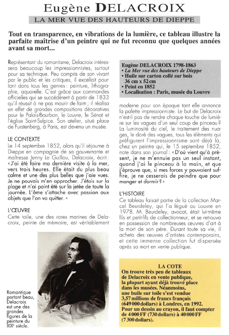 Prévisualisation du document Eugène DELACROIX:LA MER VUE DES HAUTEURS DE DIEPPE.