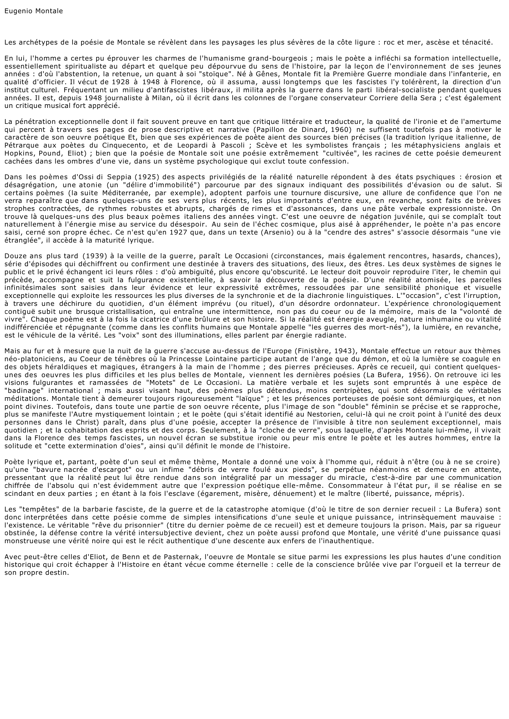 Prévisualisation du document Eugenio Montale