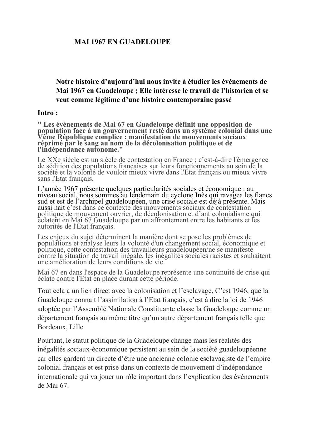 Prévisualisation du document Évènement Mai Guadeloupe 67