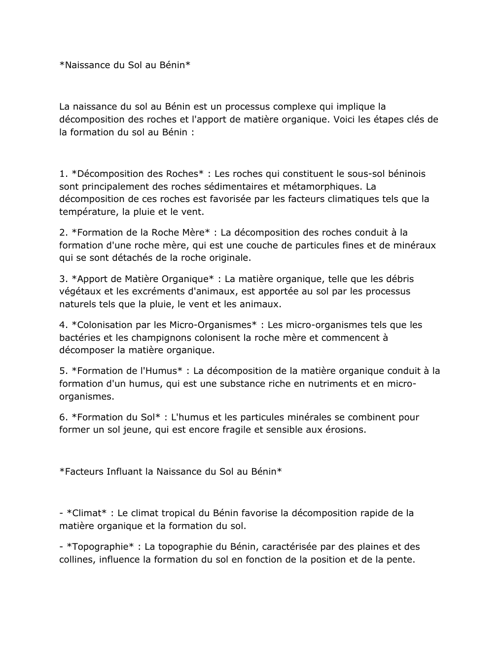 Prévisualisation du document EVOLUTION DU SOL