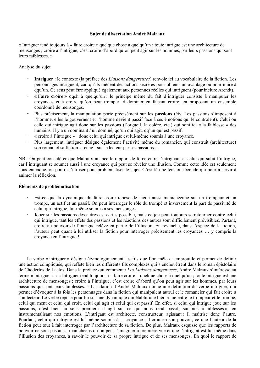 Prévisualisation du document Exemple de dissertation entièrement développée sur une citation d'André Malraux