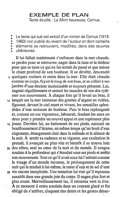 Prévisualisation du document EXEMPLE. DE PLAN

Texte étudié : La Mort heureuse, Camus.

:
:
"
:

Le texte qui suit est extrait...