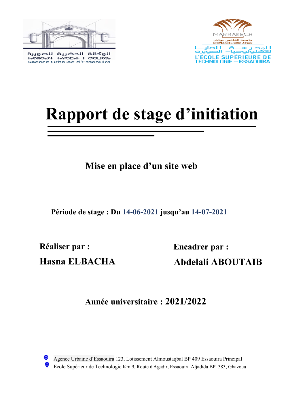 Prévisualisation du document Exemple de rapport du stage