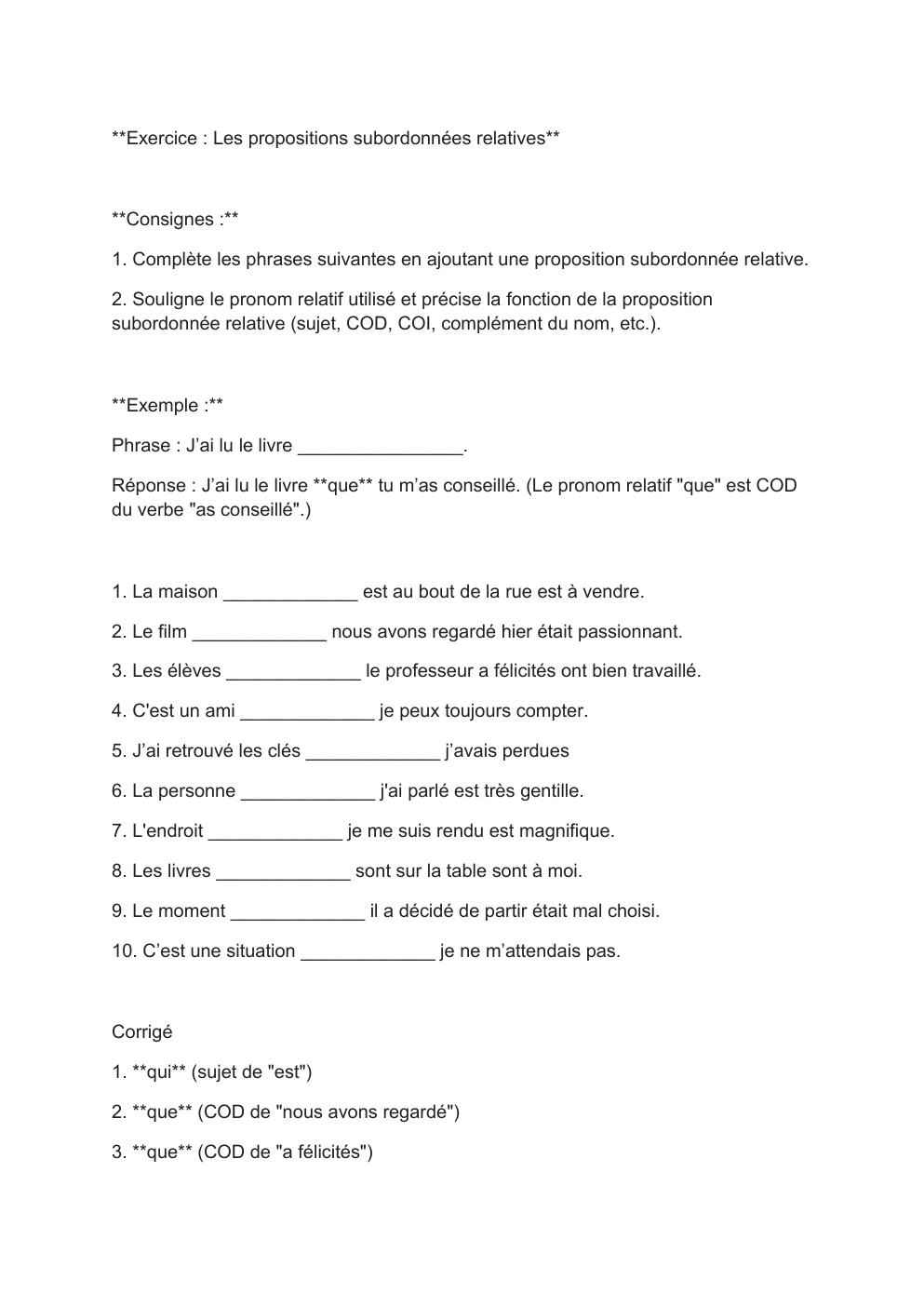 Prévisualisation du document exercice proposition subordonnée