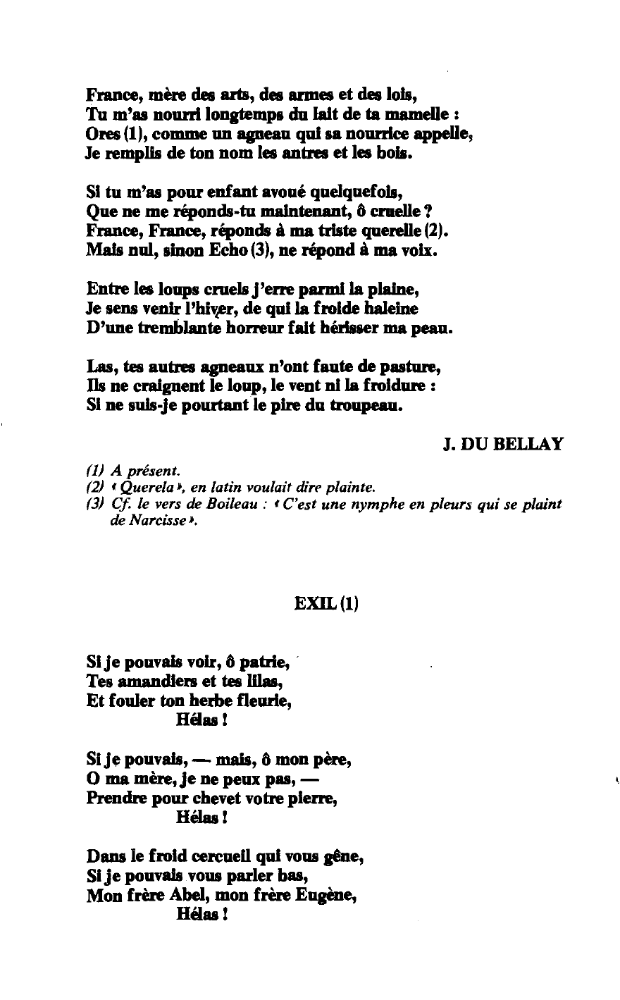 Prévisualisation du document 'Exil' de Victor Hugo et 'France, mère des arts, des armes et des lois' Du Bellay, commentaire comparé