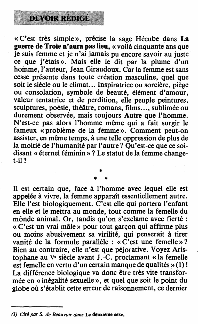Prévisualisation du document Existe-t-il un problème de la femme ?