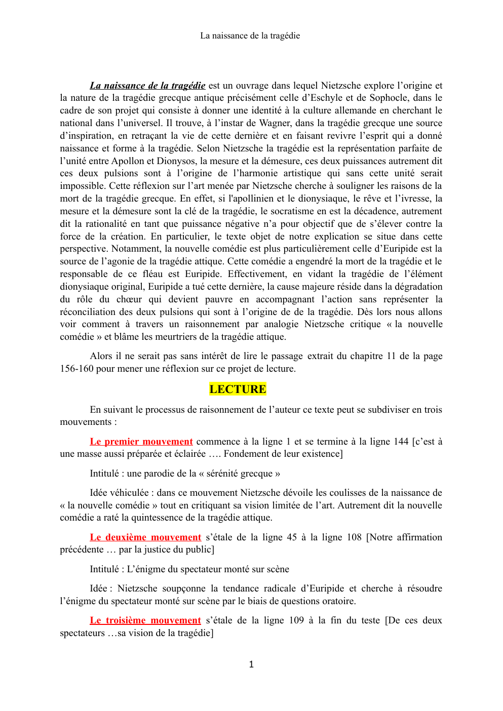 Prévisualisation du document exlique du chapitre 11 de la naissance de la tragédie de Neitzsche