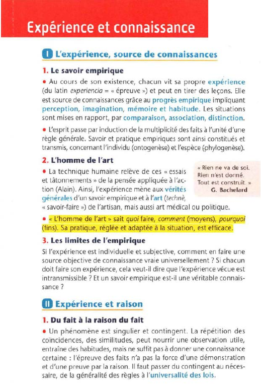 Prévisualisation du document Expérience et connaissance
0

L'expérience, source de connaissances

1. Le savoir empirique
• Au cours de son existence, chacun vit...