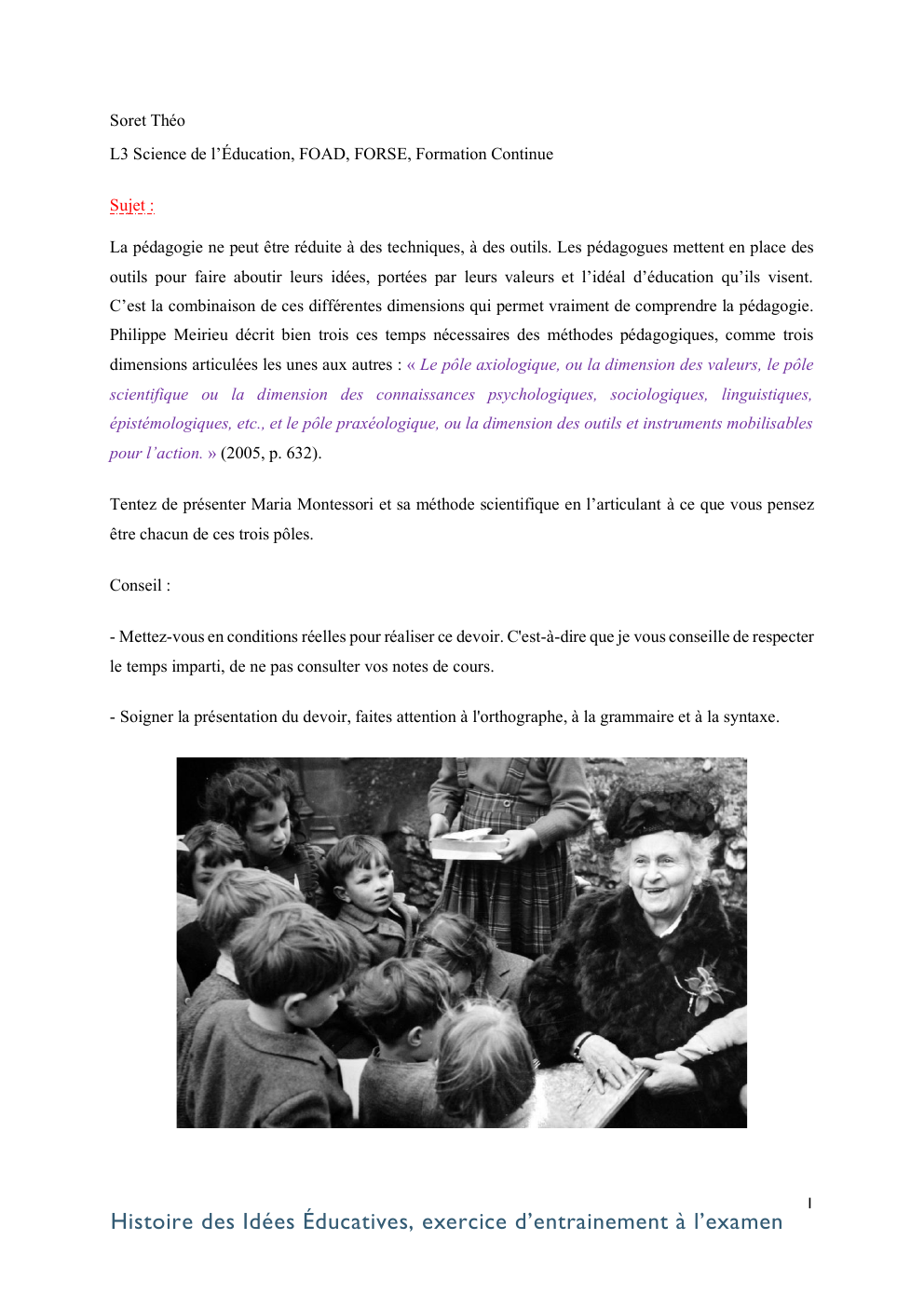 Prévisualisation du document Explciation de texte sur Maria Montessori