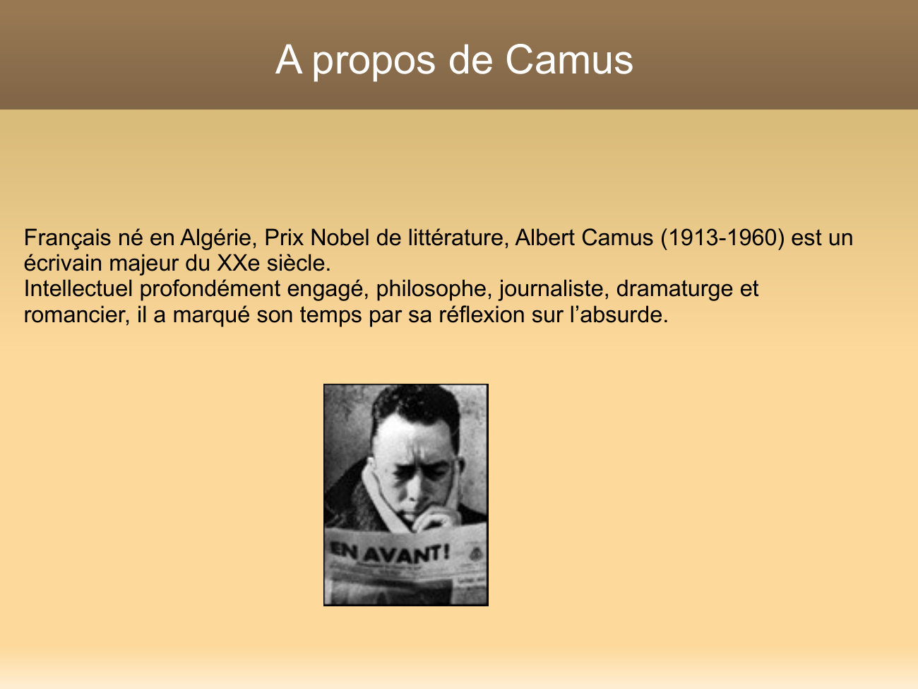 Prévisualisation du document Explicatin linéaire texte: incipit de l'Etranger de Camus
