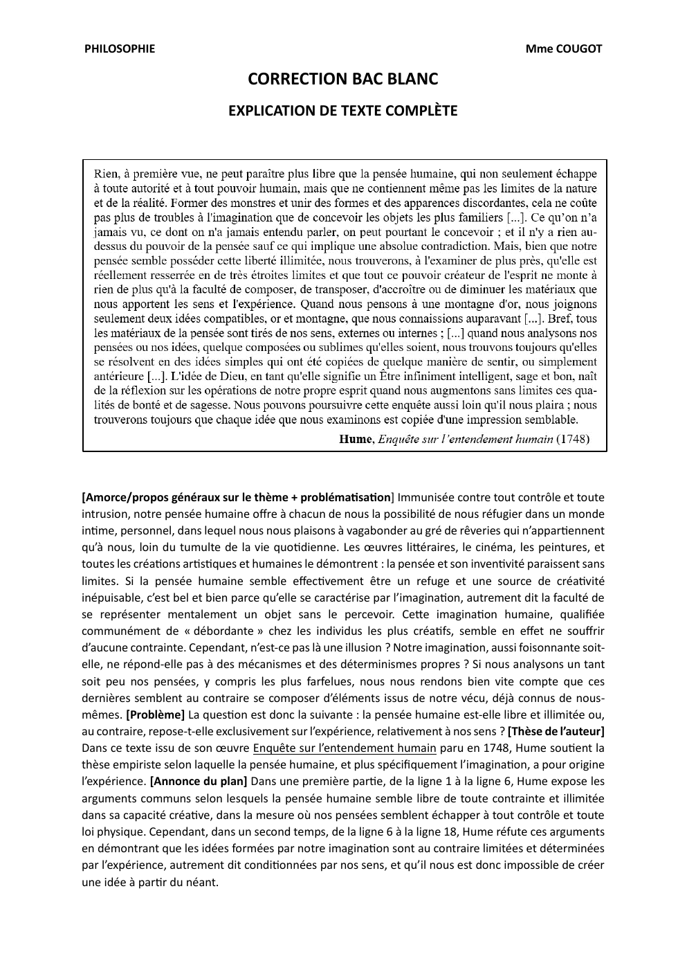 Prévisualisation du document explication de texte complète sur Hume