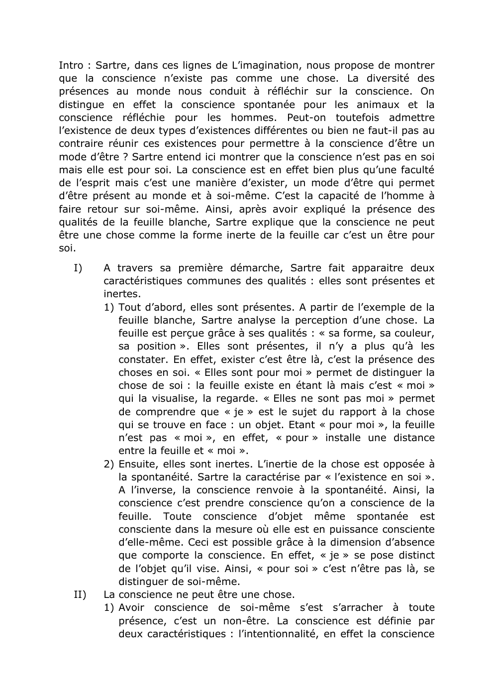 Prévisualisation du document explication de texte conscience - L’imagination de Sartre