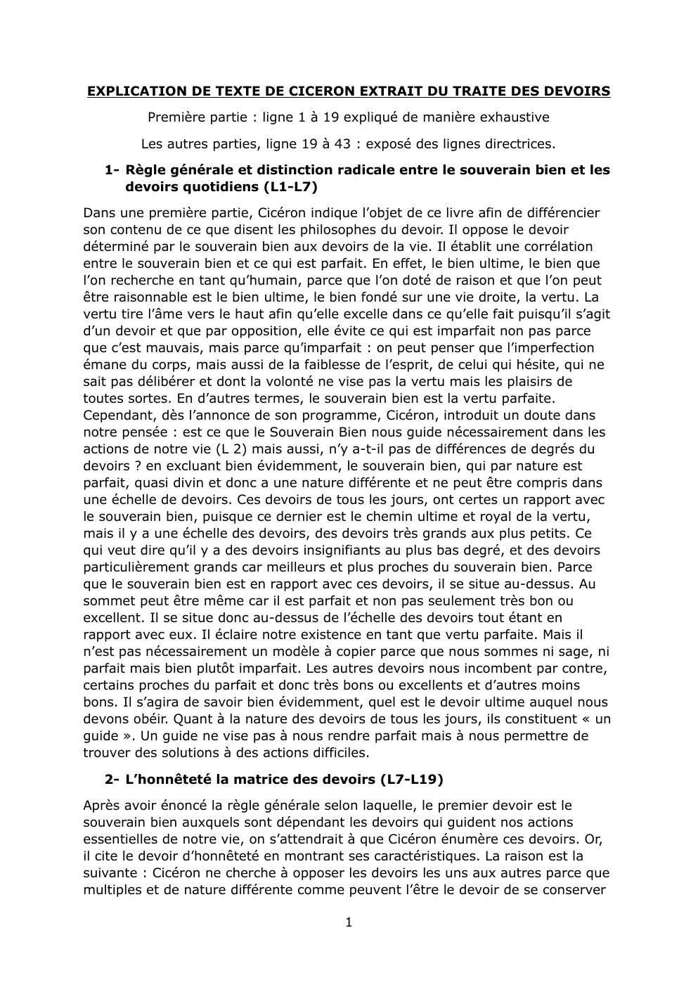 Prévisualisation du document EXPLICATION DE TEXTE DE CICERON EXTRAIT DU TRAITE DES DEVOIRS