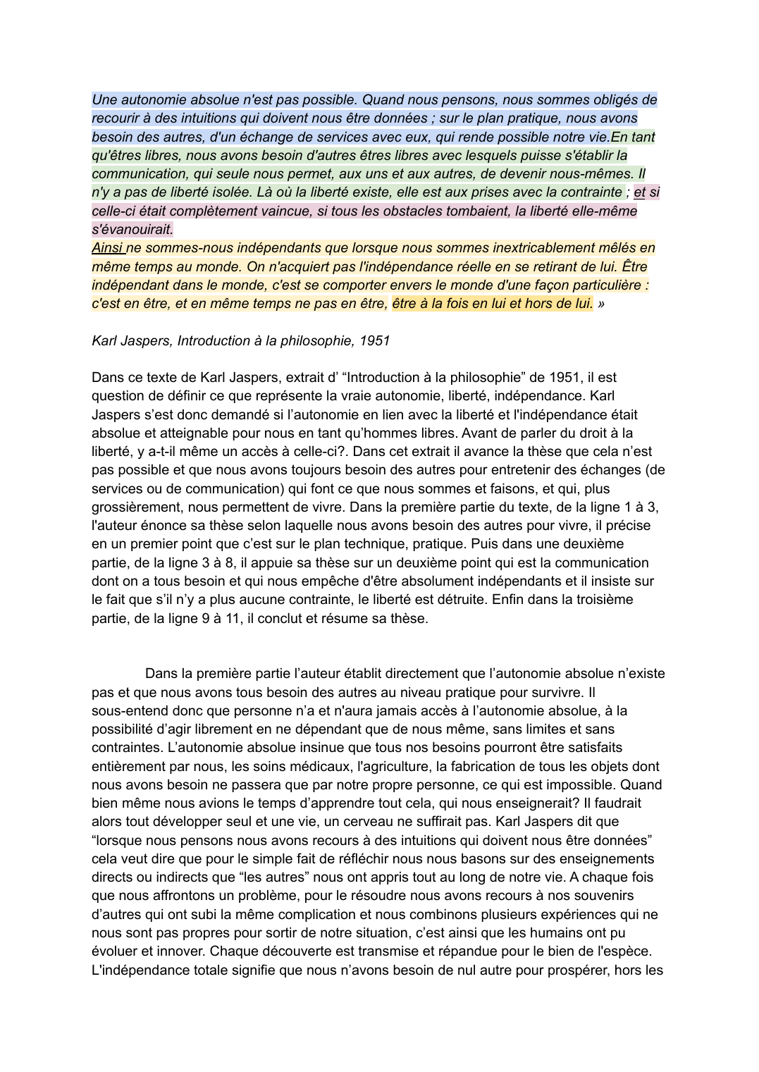 Prévisualisation du document Explication de texte de Karl Jaspers: introduction à la philosophie(14/20)